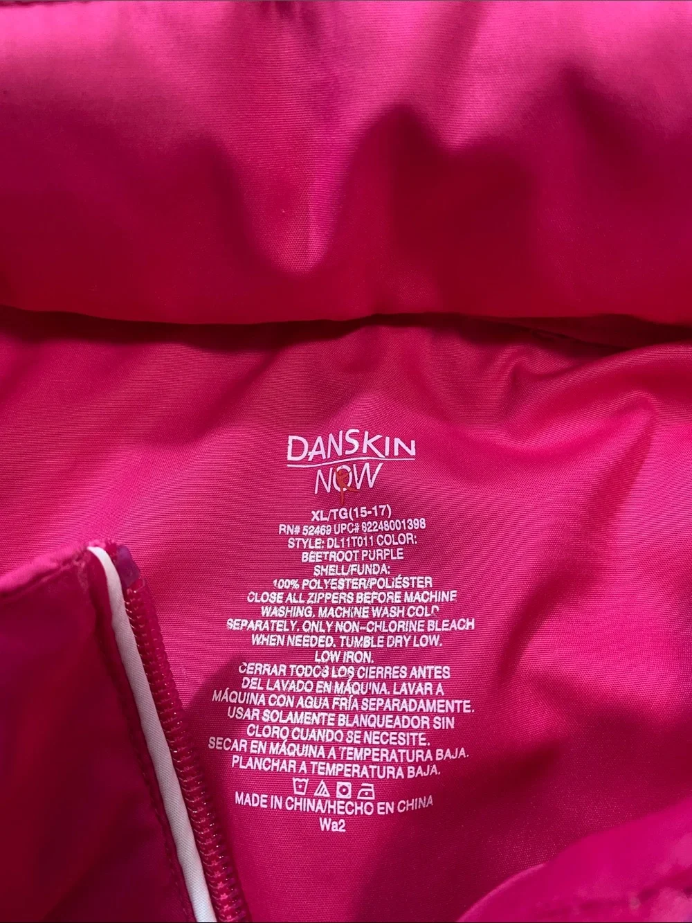 Danskin Now Hot Pink Lightweight Zip-Front Windbreaker Size Xl